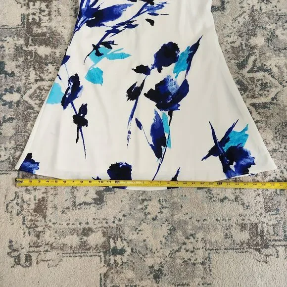 Lauren Ralph Lauren Womens 6 Cold Sholder Cut-Out Floral Crepe Shift Dress Blue - Picture 16 of 16